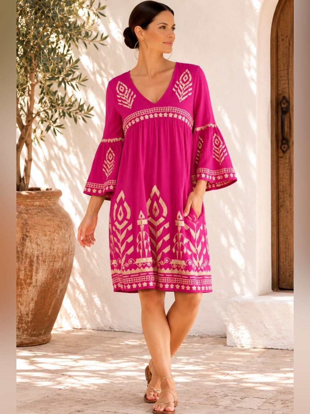 NWOT Soft Surroundings Zeneta Dress Pink Peacock